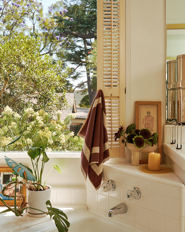 Crème & Cacao Two-Toned 100% Cotton Terry Hand Towel