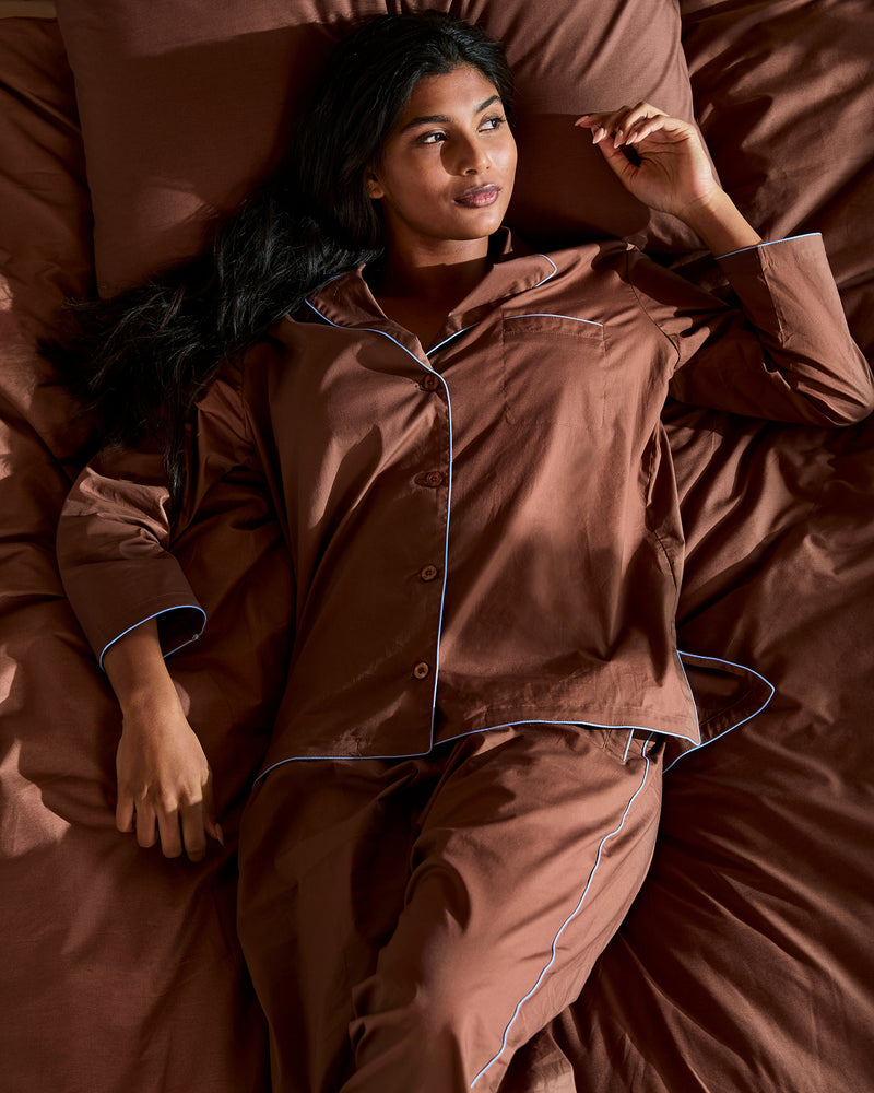 Espresso & Sky Piped Pants