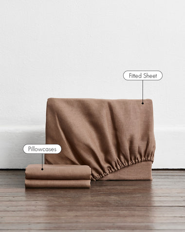 Portobello 100% French Flax Linen Fitted Sheet Set