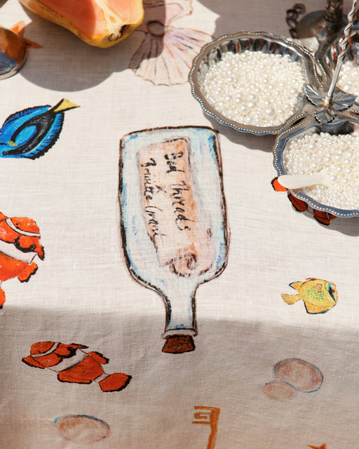 La Sirène 100% French Flax Linen Tablecloth