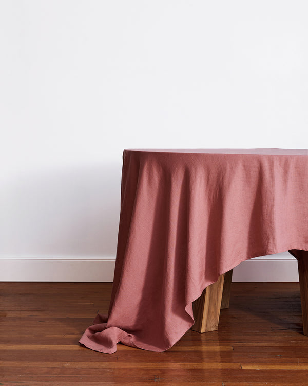 Pink Clay 100% French Flax Linen Tablecloth
