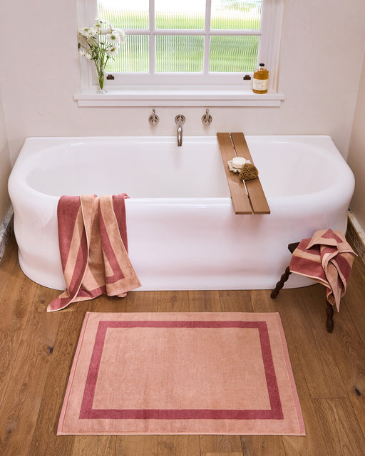 Terracotta & Pink Clay Two-Toned 100% Cotton Terry Bath Mat