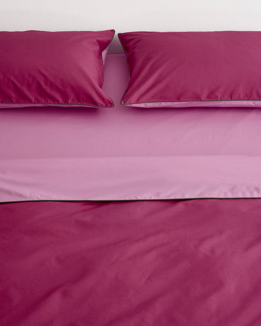 Berry, Bubblegum & Moss Piped 100% Organic Cotton Duvet Cover
