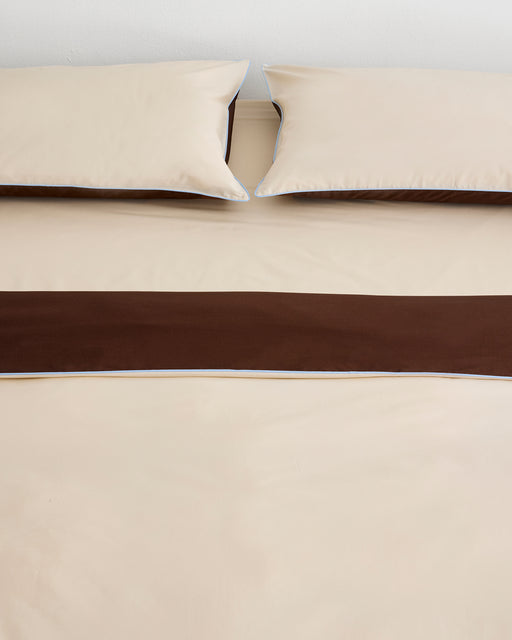 Espresso, Vanilla & Sky Piped 100% Organic Cotton Duvet Cover
