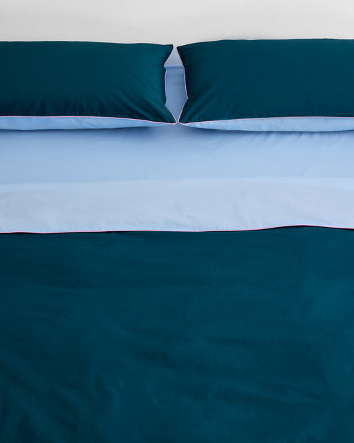 Aegean, Sky & Bubblegum Piped 100% Organic Cotton Duvet Cover