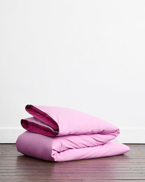 Berry, Bubblegum & Moss Piped 100% Organic Cotton Duvet Cover