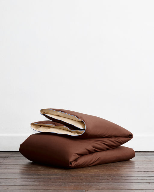 Espresso, Vanilla & Sky Piped 100% Organic Cotton Duvet Cover
