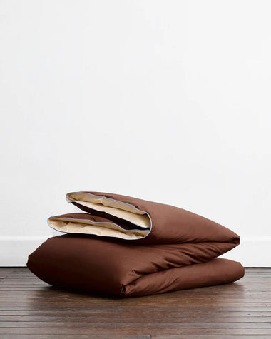 Espresso, Vanilla & Sky Piped 100% Organic Cotton Bedding Bundle