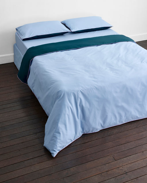 Aegean, Sky & Bubblegum Piped 100% Organic Cotton Duvet Cover