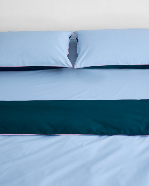 Aegean, Sky & Bubblegum Piped 100% Organic Cotton Duvet Cover