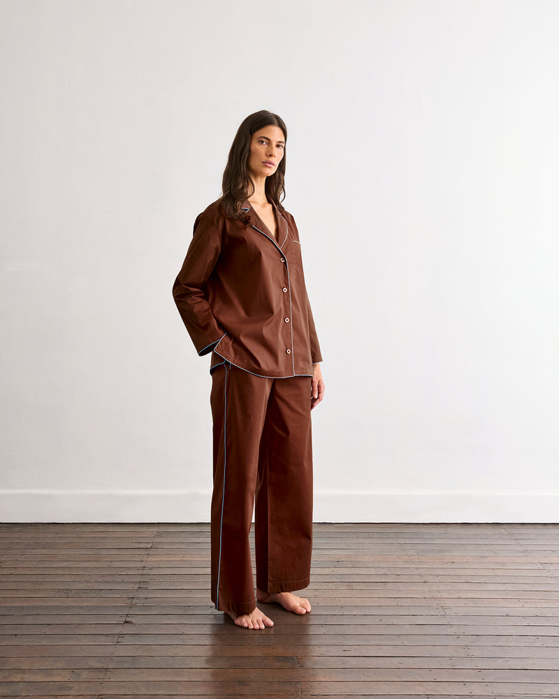 Espresso & Sky Piped Pants