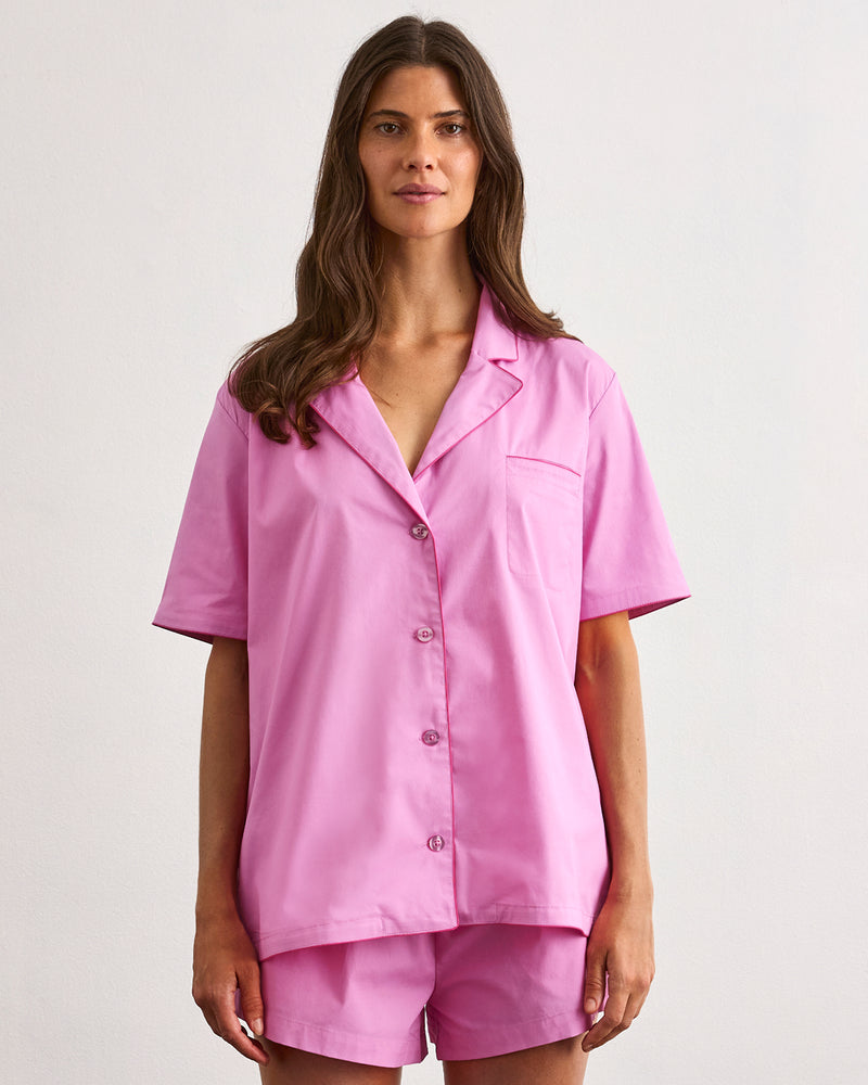 Bubblegum & Berry Piped Short Sleeve Shirt