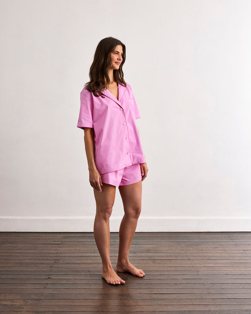 Bubblegum & Berry Piped Short Sleeve Shirt