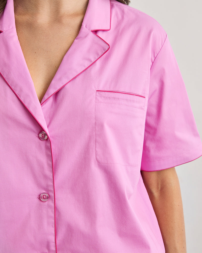 Bubblegum & Berry Piped Short Sleeve Shirt