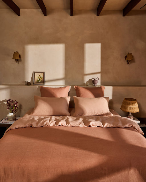 Terracotta 100% French Flax Linen Sheet Set