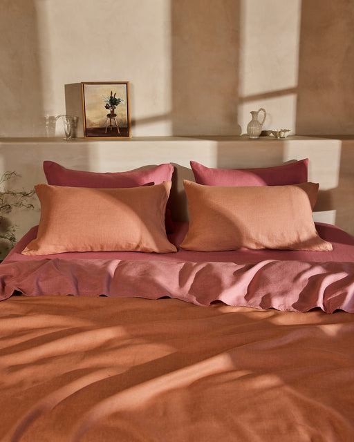 Pink Clay 100% French Flax Linen Pillowcases (Set of Two)