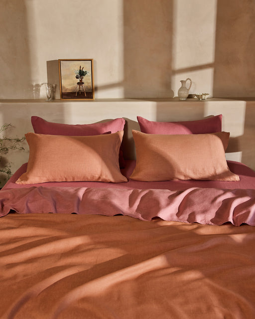Hazelnut & Pink Clay 100% French Flax Linen Bedding Bundle