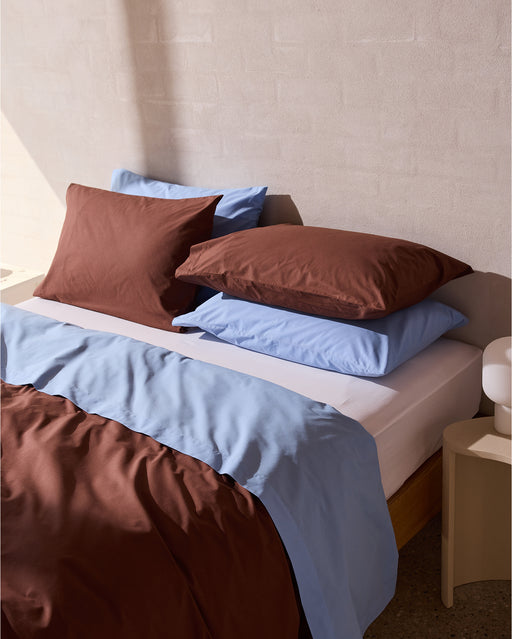 Espresso, Sky & Crisp White Organic Cotton Bedding Bundle