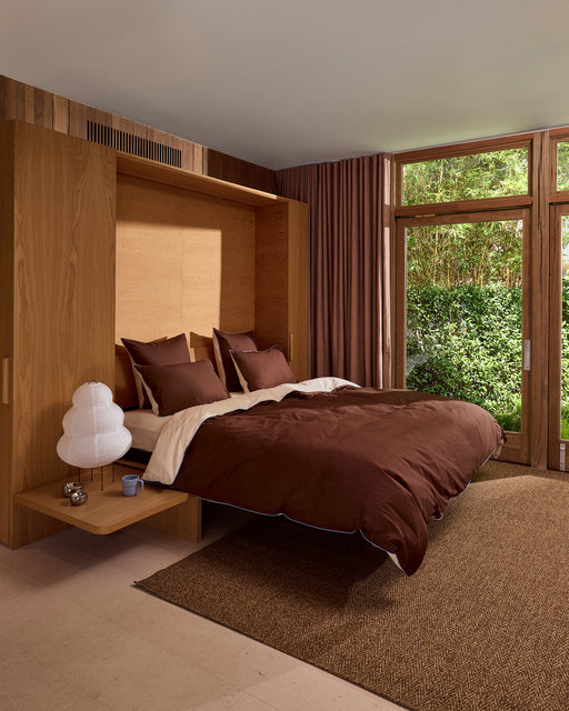 Espresso, Vanilla & Sky Piped 100% Organic Cotton Duvet Cover