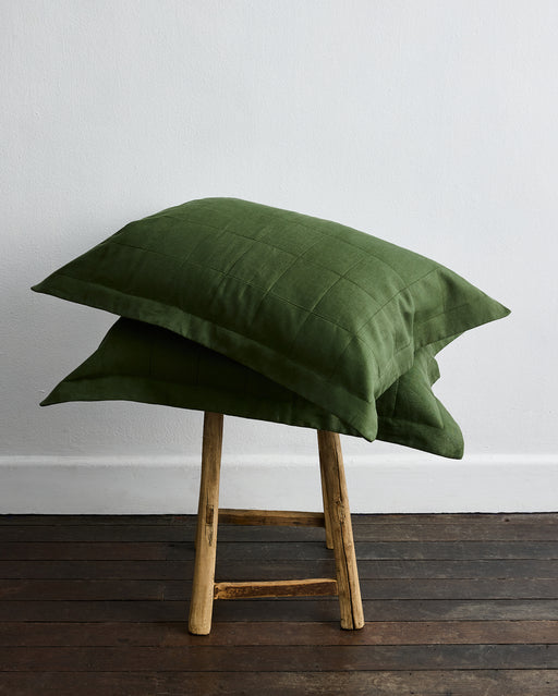 Olive Quilted Pillowcases (Set of Two)