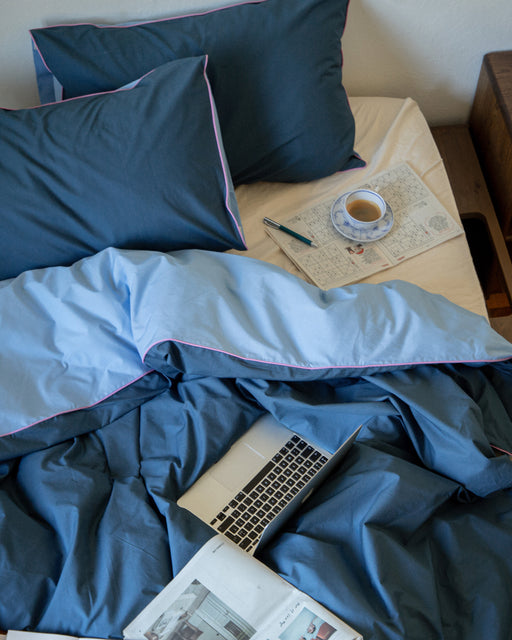 Aegean, Sky & Bubblegum Piped 100% Organic Cotton Duvet Cover