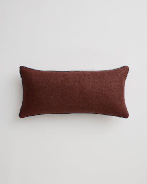 Cacao & Lagoon 100% French Flax Linen Piped Lumbar Cushion Cover