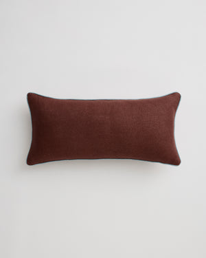 Cacao & Lagoon 100% French Flax Linen Piped Lumbar Cushion Cover