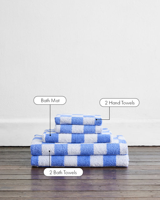 Wildflower & White Check Terry Bath Towel Bundle