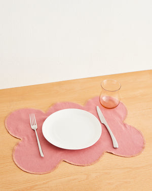 Pink Clay & Hazelnut 100% French Flax Linen Cloud Placemats (Set of Four)