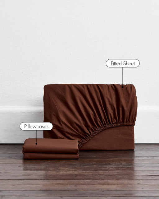 Espresso Organic Cotton Fitted Sheet Set