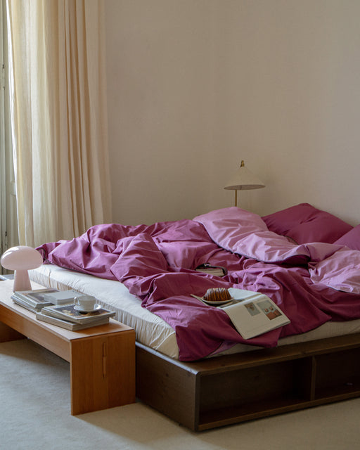 Berry, Bubblegum & Moss Piped 100% Organic Cotton Duvet Cover