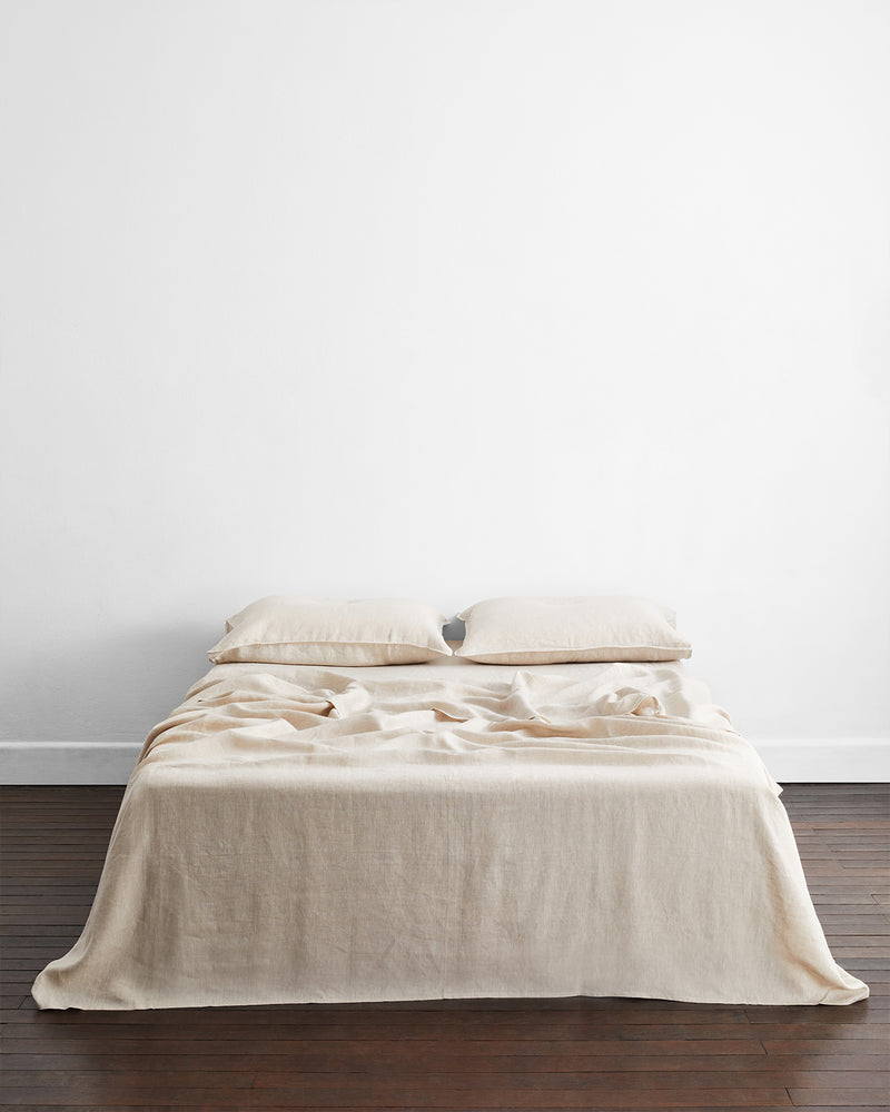 Oatmeal & White Stripe 100% French Flax Linen King Pillowcases (Set of Two)