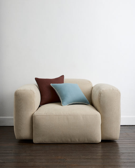 Cacao & Lagoon 100% French Flax Linen Piped Cushion Cover
