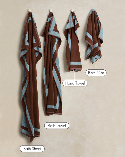 Cacao & Lagoon Two-Toned 100% Cotton Terry Bath Sheet Bundle