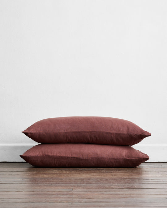 Cacao 100% French Flax Linen King Pillowcases (Set of Two)
