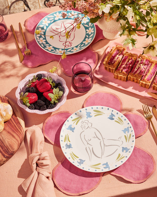 Liv & Dom x Bed Threads 'Fanciful Tulip' Ceramic Dinner Plate