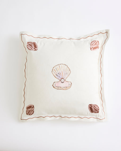 La Sirène 'Clam Shell' 100% French Flax Linen Cushion Cover
