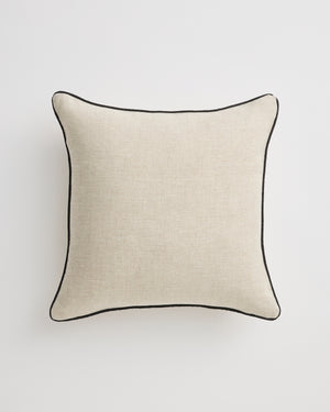 Oatmeal & Charcoal 100% French Flax Linen Piped Cushion Cover