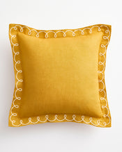 Turmeric & Crème 100% French Flax Linen Swirl Cushion Cover - view