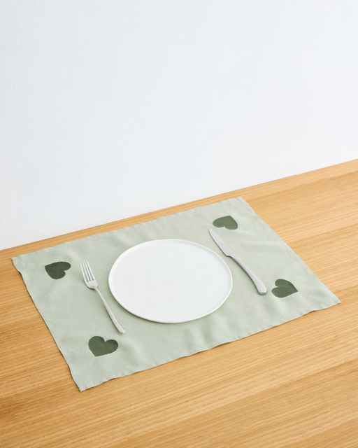 Sage & Olive 100% French Flax Linen Amour Placemats (Set of Four)