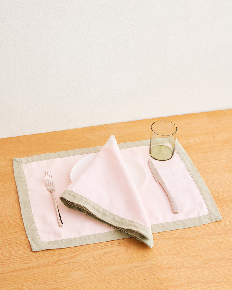 Rosewater & Sage 100% French Flax Linen Trim Napkins (Set of Four)