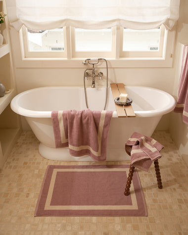 Lavender & Crème Two-Toned 100% Cotton Terry Bath Mat