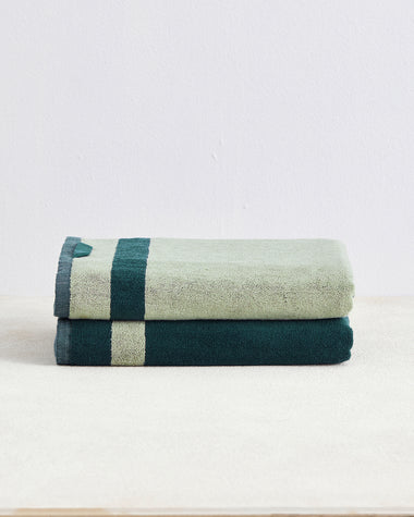 Forest & Sage Two-Toned 100% Cotton Terry Bath Towels (Set of Two)