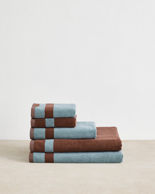 Cacao & Lagoon Two-Toned 100% Cotton Terry Bath Sheet Bundle