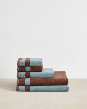 Cacao & Lagoon Two-Toned 100% Cotton Terry Bath Sheet Bundle
