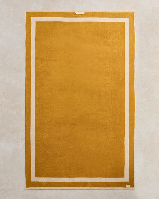 Crème & Turmeric Two-Toned 100% Cotton Terry Bath Sheet