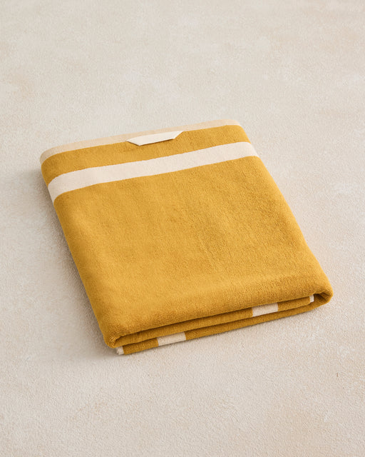 Crème & Turmeric Two-Toned 100% Cotton Terry Bath Sheet
