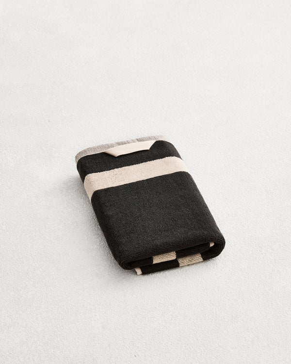 Oatmeal & Charcoal Two-Toned 100% Cotton Terry Hand Towel
