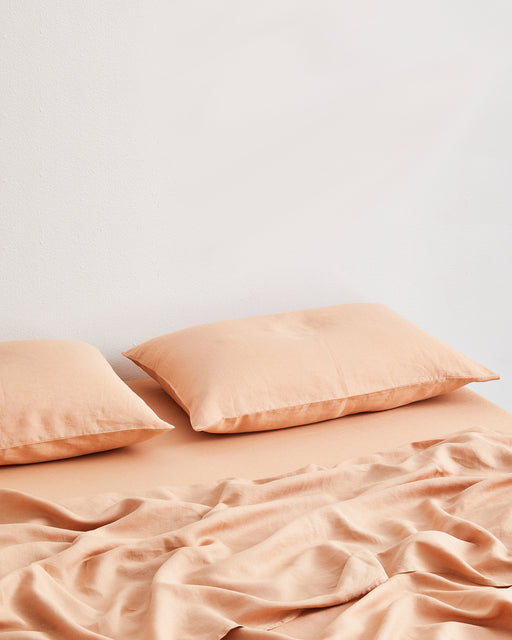 Terracotta 100% French Flax Linen Fitted Sheet