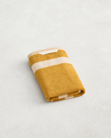 Crème & Turmeric Two-Toned 100% Cotton Terry Hand Towel